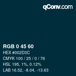 颜色代码: RGB 0 45 60 | qconv.com