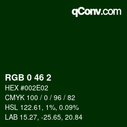 Code couleur: RGB 0 46 2 | qconv.com