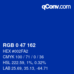 Color code: RGB 0 47 162 | qconv.com