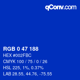 Color code: RGB 0 47 188 | qconv.com