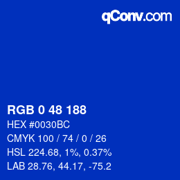 Color code: RGB 0 48 188 | qconv.com
