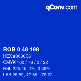 Color code: RGB 0 48 198 | qconv.com