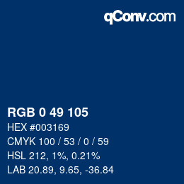Color code: RGB 0 49 105 | qconv.com