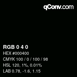 カラーコード: RGB 0 4 0 | qconv.com