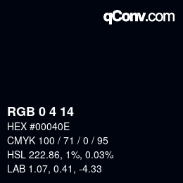 颜色代码: RGB 0 4 14 | qconv.com