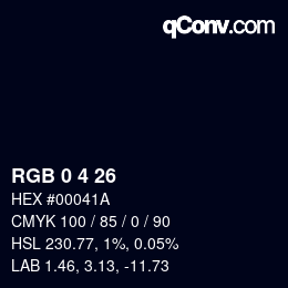 颜色代码: RGB 0 4 26 | qconv.com