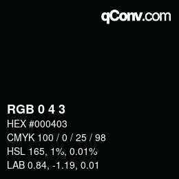 Color code: RGB 0 4 3 | qconv.com