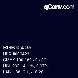 Color code: RGB 0 4 35 | qconv.com