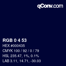 Color code: RGB 0 4 53 | qconv.com