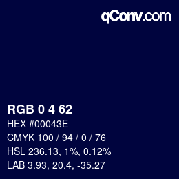 Color code: RGB 0 4 62 | qconv.com