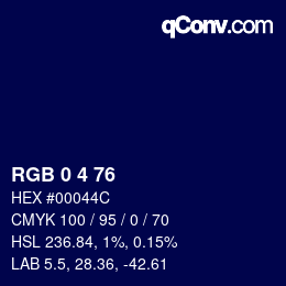 Color code: RGB 0 4 76 | qconv.com