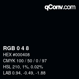 Color code: RGB 0 4 8 | qconv.com