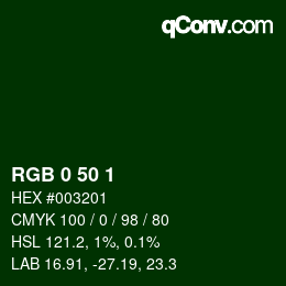Color code: RGB 0 50 1 | qconv.com