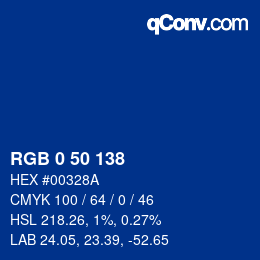 Color code: RGB 0 50 138 | qconv.com