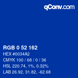 Color code: RGB 0 52 162 | qconv.com