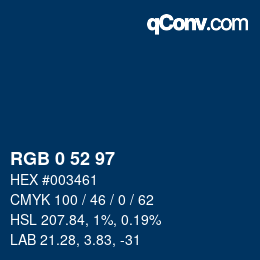 Color code: RGB 0 52 97 | qconv.com