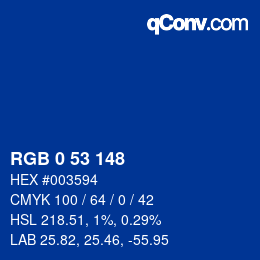 カラーコード: RGB 0 53 148 | qconv.com