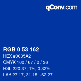 Color code: RGB 0 53 162 | qconv.com