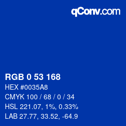 Farbcode: RGB 0 53 168 | qconv.com