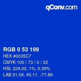 颜色代码: RGB 0 53 199 | qconv.com