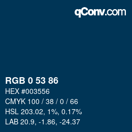颜色代码: RGB 0 53 86 | qconv.com