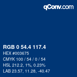 カラーコード: RGB 0 54.4 117.4 | qconv.com