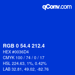 カラーコード: RGB 0 54.4 212.4 | qconv.com