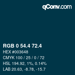 カラーコード: RGB 0 54.4 72.4 | qconv.com