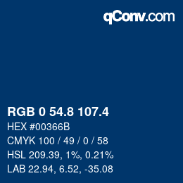 カラーコード: RGB 0 54.8 107.4 | qconv.com