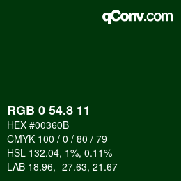 Color code: RGB 0 54.8 11 | qconv.com