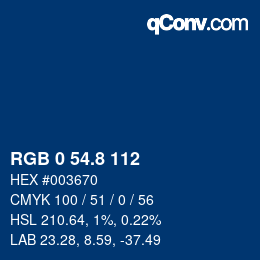 Color code: RGB 0 54.8 112 | qconv.com
