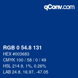 Color code: RGB 0 54.8 131 | qconv.com