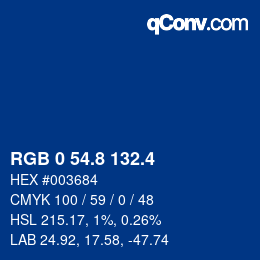 カラーコード: RGB 0 54.8 132.4 | qconv.com