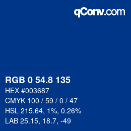 Color code: RGB 0 54.8 135 | qconv.com