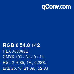 Color code: RGB 0 54.8 142 | qconv.com