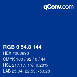 Color code: RGB 0 54.8 144 | qconv.com