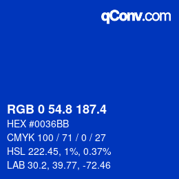 カラーコード: RGB 0 54.8 187.4 | qconv.com