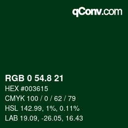 Color code: RGB 0 54.8 21 | qconv.com