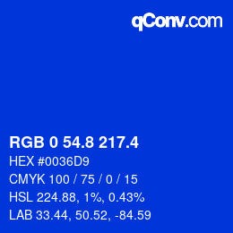 カラーコード: RGB 0 54.8 217.4 | qconv.com