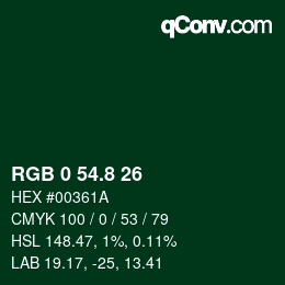 Color code: RGB 0 54.8 26 | qconv.com