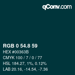 Color code: RGB 0 54.8 59 | qconv.com