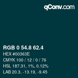 カラーコード: RGB 0 54.8 62.4 | qconv.com