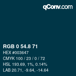 Color code: RGB 0 54.8 71 | qconv.com