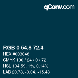 カラーコード: RGB 0 54.8 72.4 | qconv.com