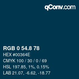 Color code: RGB 0 54.8 78 | qconv.com