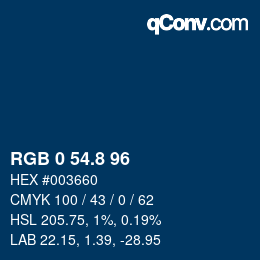 Color code: RGB 0 54.8 96 | qconv.com