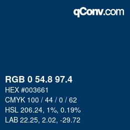 カラーコード: RGB 0 54.8 97.4 | qconv.com