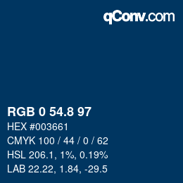 Color code: RGB 0 54.8 97 | qconv.com