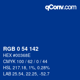 颜色代码: RGB 0 54 142 | qconv.com