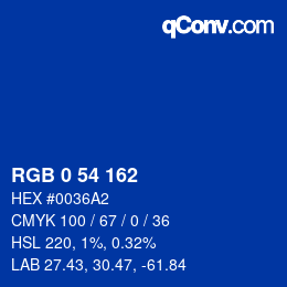 Color code: RGB 0 54 162 | qconv.com